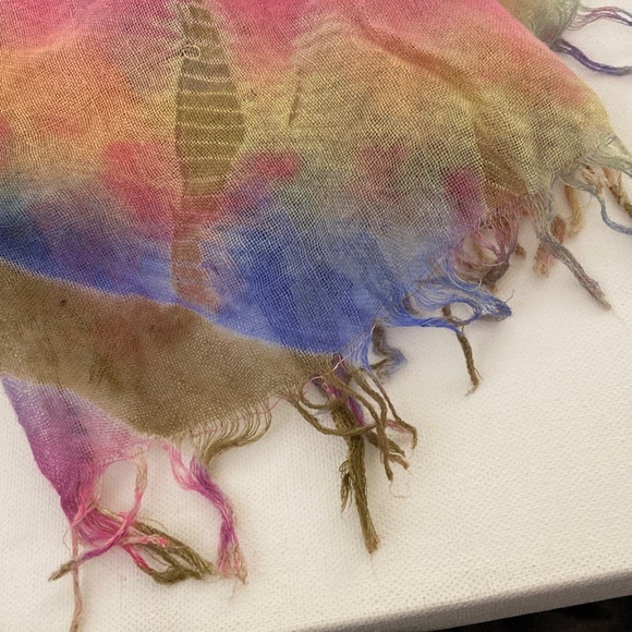 Pashmina 50% silk 50% Cashmere rainbow Tie-Dye like Scarf Hippie - Picture 4 of 6
